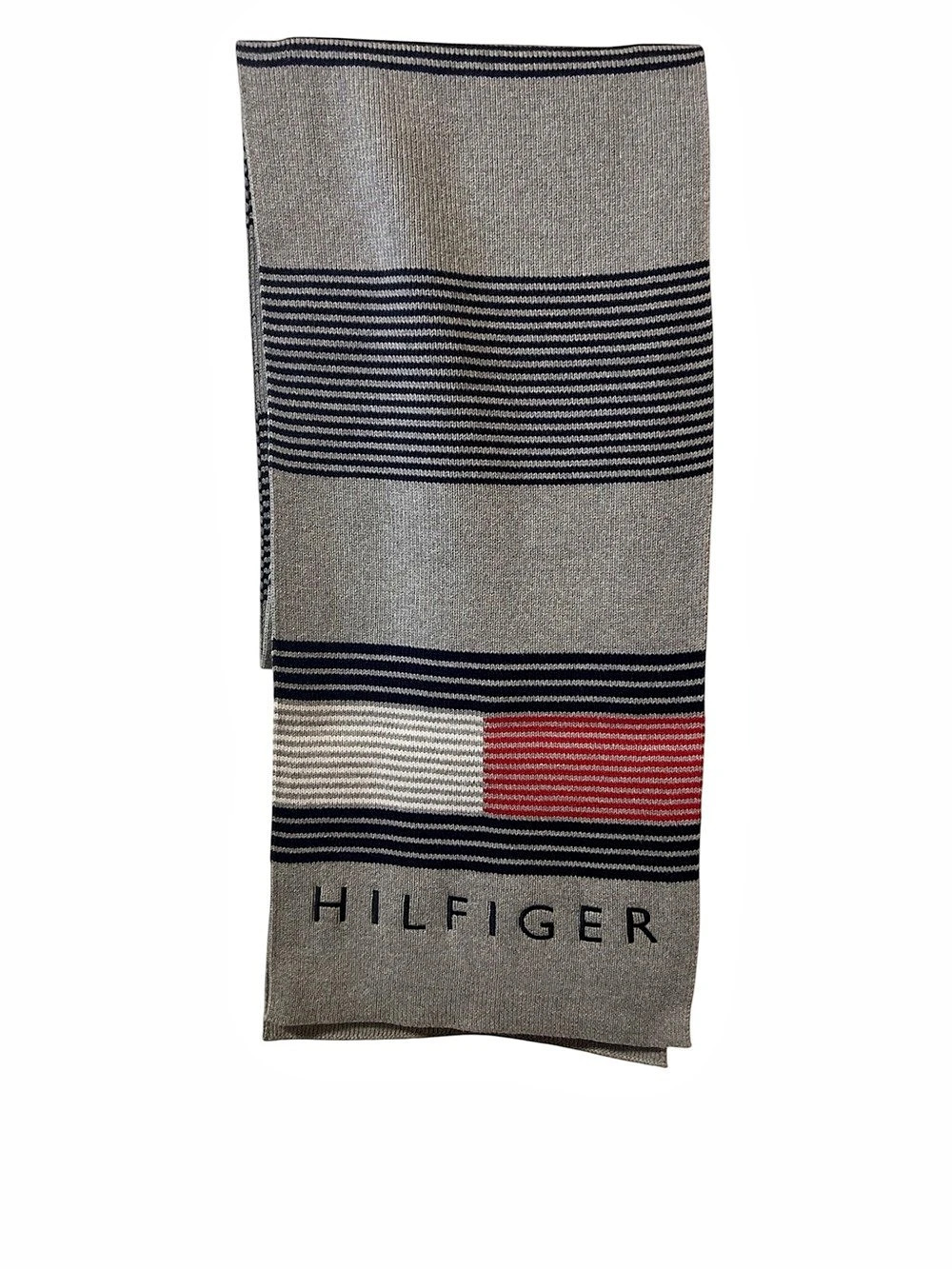Tommy Hilfiger Striped Scarf in Gray & Navy NWT